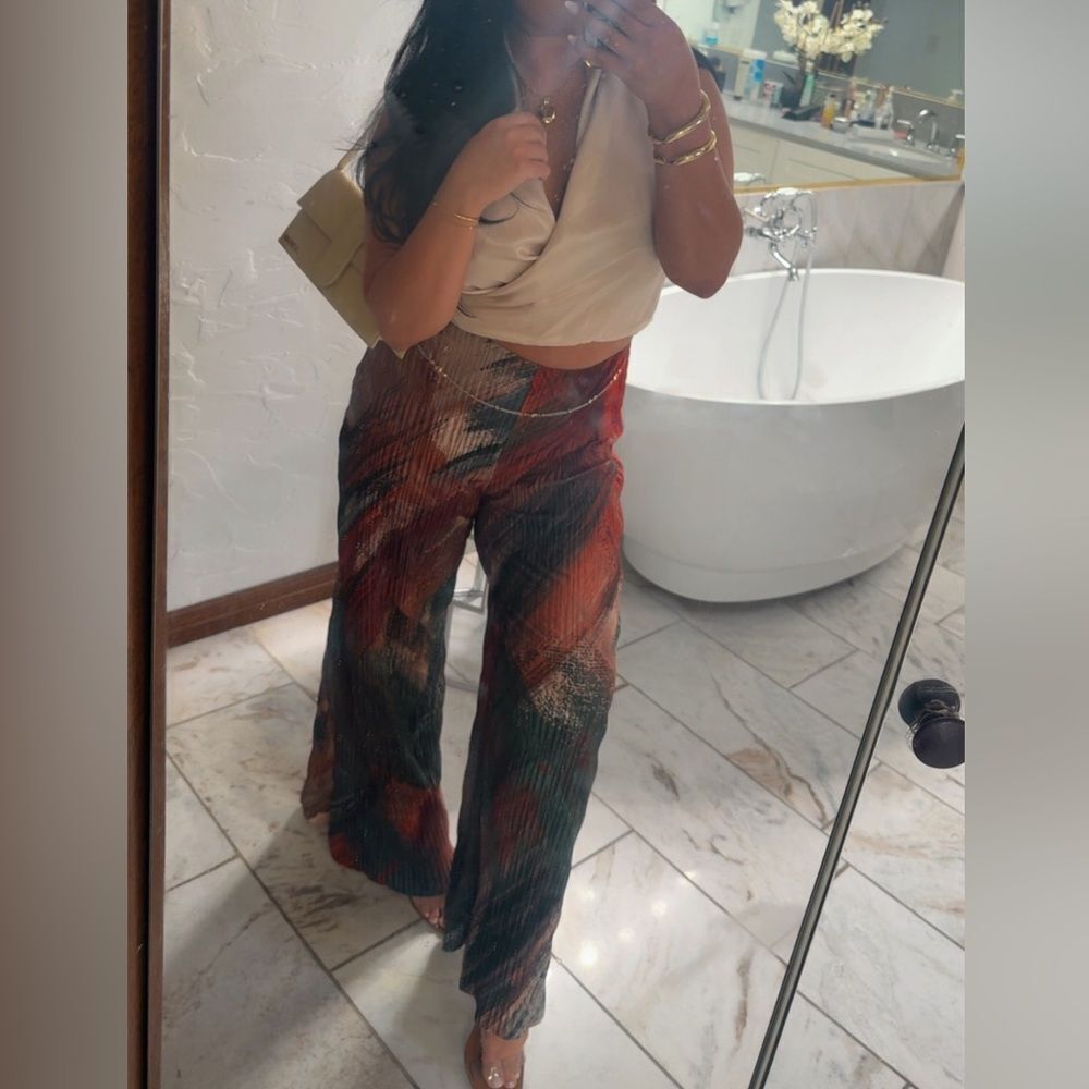 Abstract print boho chic pants